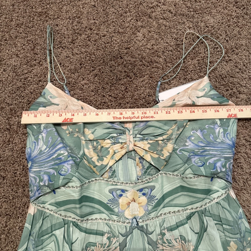 Camilla Mint Green Floral Maxi Dress with Blue and Cream Details - Picture 8 of 14